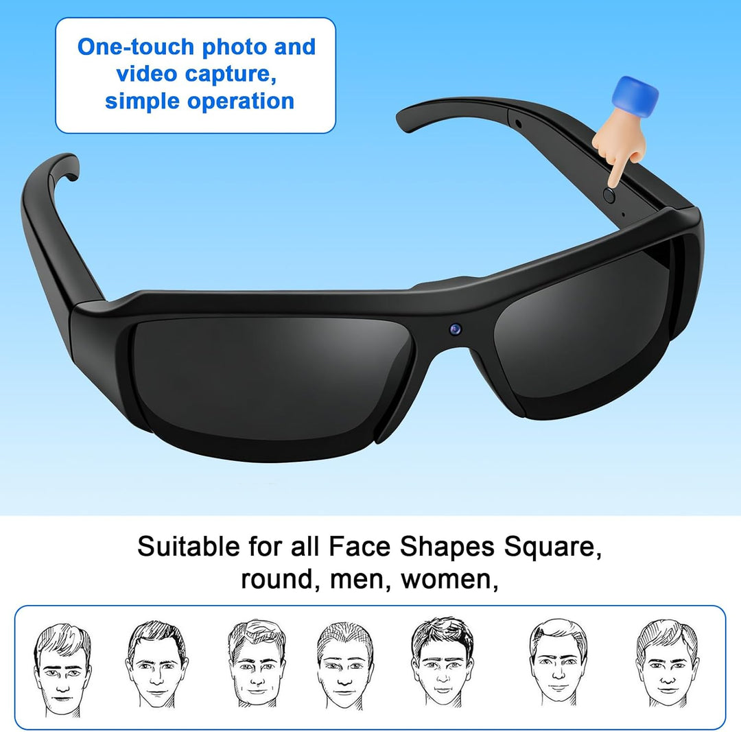 Kleine Brillenkamera, 16GB Sportbrille mit Kamera, 1080P HD Mini Actionkamera, MicroVideokamera Sonn