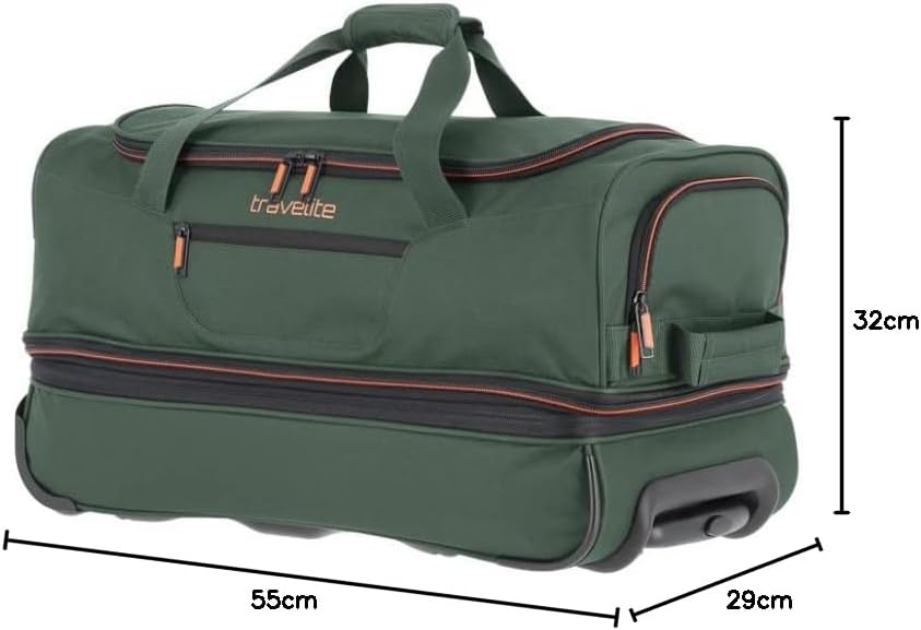 travelite 2-Rad Trolley Reisetasche Gr. S mit Dehnfalte, Gepäck Serie BASICS: Weichgepäck Reisetasch