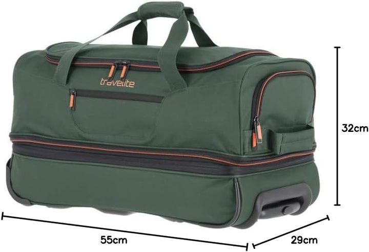 travelite 2-Rad Trolley Reisetasche Gr. S mit Dehnfalte, Gepäck Serie BASICS: Weichgepäck Reisetasch
