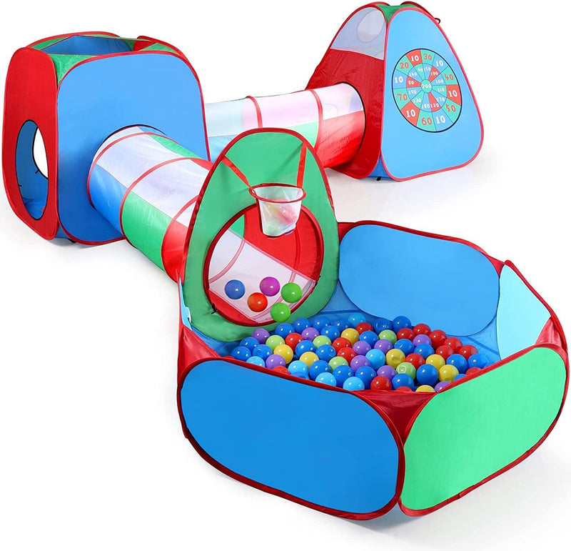 STLOVe® Spielzelt Kinderzelt Angepasst Babyzelt mit krabbeltunnel(Ohne Bälle) 5 in 1Bällebad Pop-Up