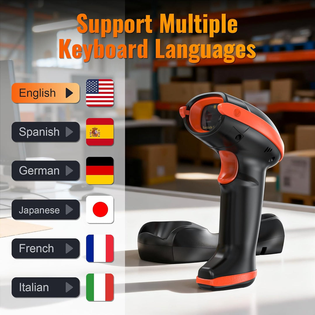 Tera Barcode-Scanner Bildsensor 2D 1D QR Wireless 2,4 GHz mit Ladestation USB-Kabel Digitaler-Bildsc