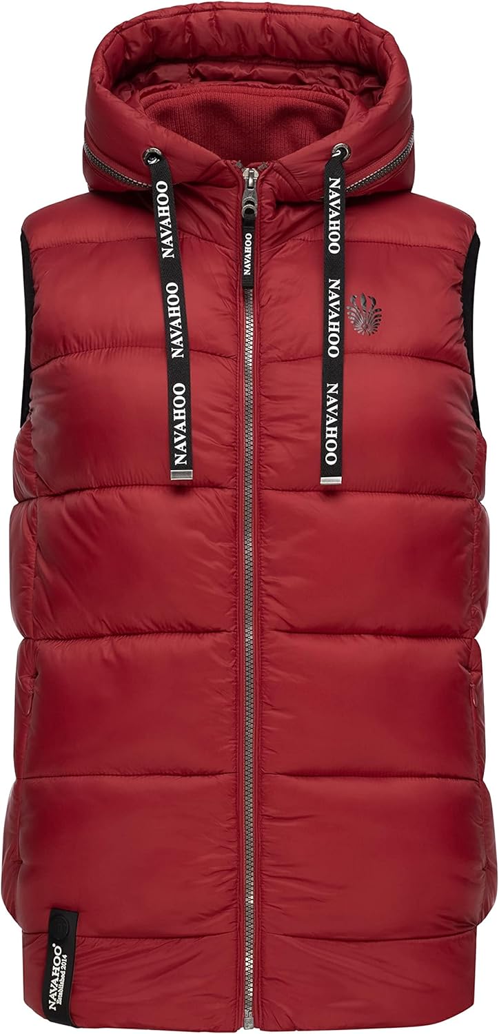 Navahoo Damen Steppweste leichte Outdoor-Weste Übergangsjacke mit Kapuze Kassidy XS-3XL XS Blood Red