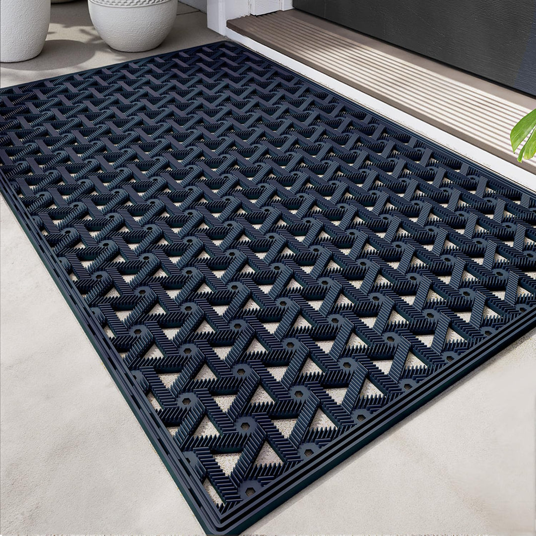 DEXI Fussmatte Aussen 61 x 91 cm, rutschfeste Schmutzfangmatte mit Drainagelöchern, Wasserdicht & We