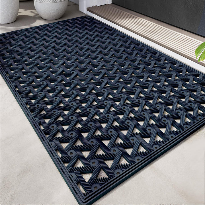 DEXI Fussmatte Aussen 61 x 91 cm, rutschfeste Schmutzfangmatte mit Drainagelöchern, Wasserdicht & We