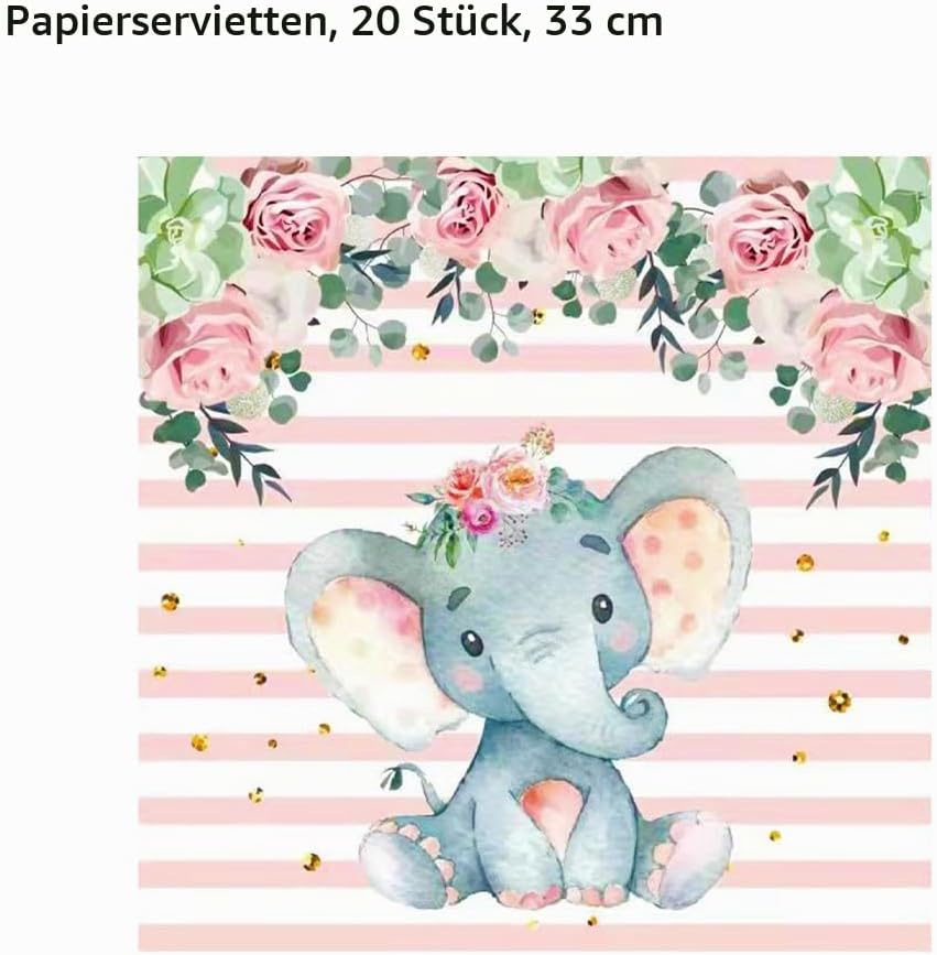 Doyomtoy Elefant Babyparty Deko Junge Partygeschirr, Serve 20 Gäste Geburtstag Partygeschirr,Tischde