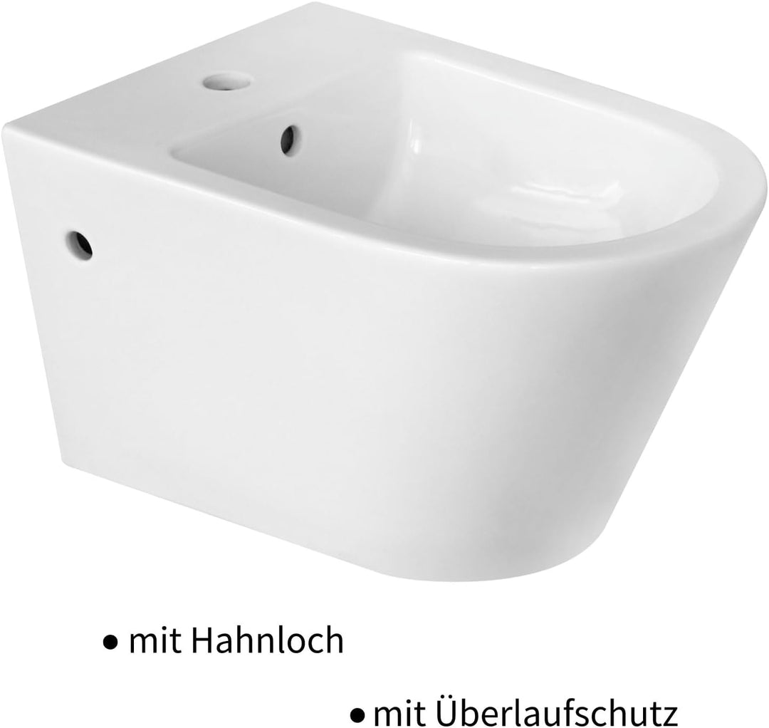Hänge-Bidet mit Nano-Beschichtung - Wand-Bidet aus Keramik mit Hahnloch und Überlaufschutz - Dusche