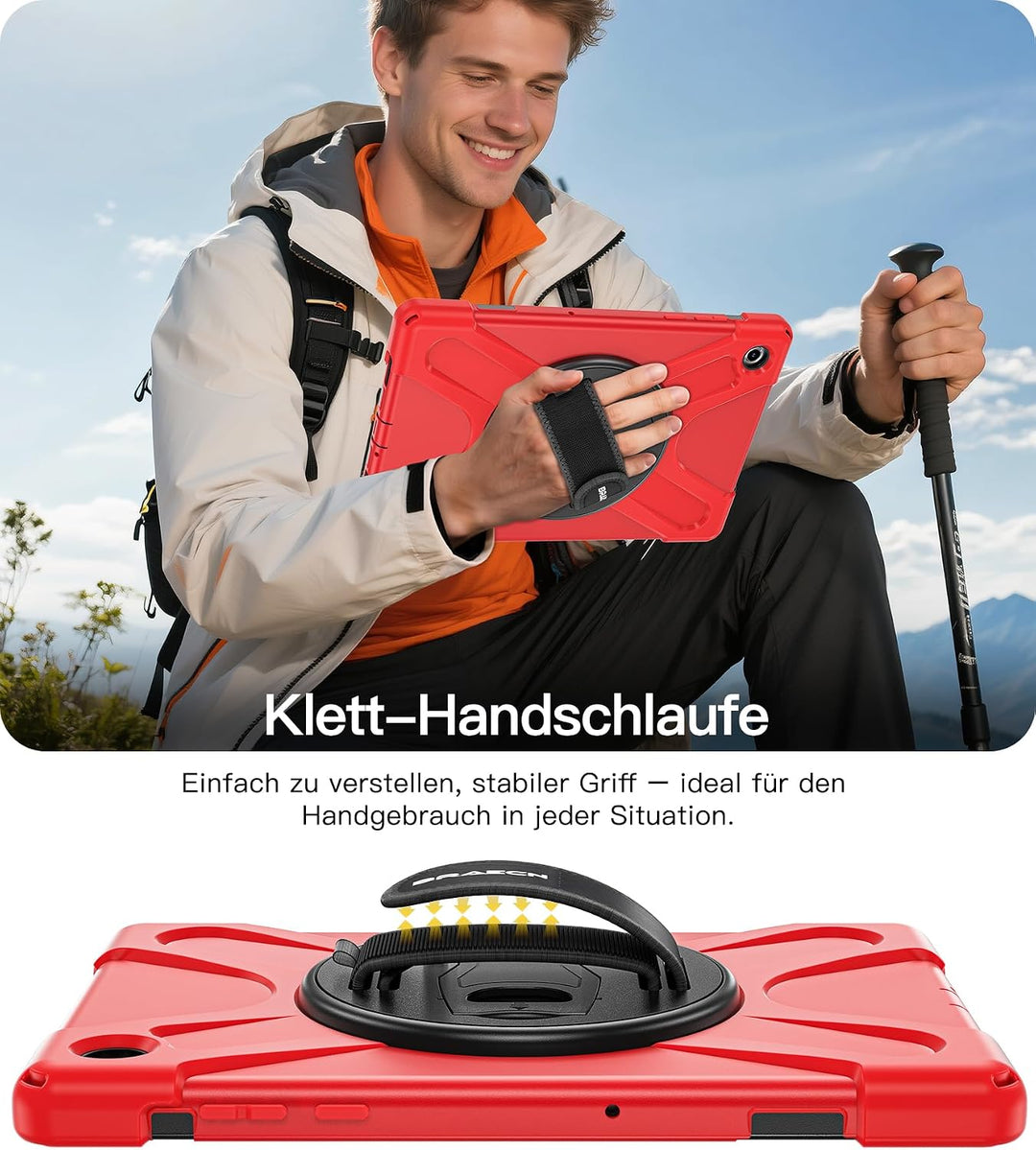 BRAECN für Galaxy Tab A11+ Hülle - Samsung Tablet A11 Plus 11" 2025 Rot | Stossfeste Schutzhülle mit