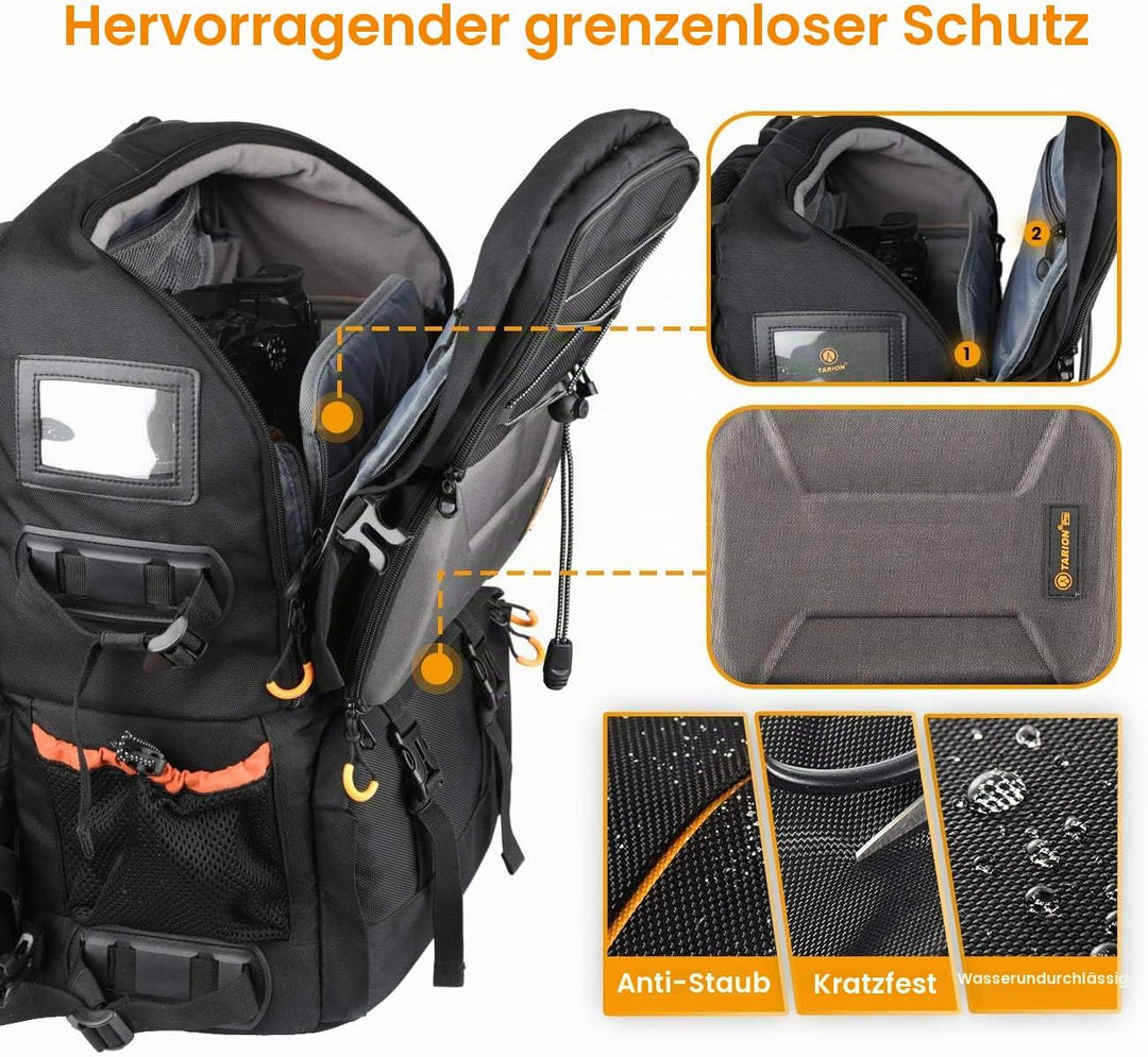 TARION Kamerarucksack Fotorucksack Gross 2-in-1 mit Extra Kameratasche für Spiegelreflex D-SLR(25 Li
