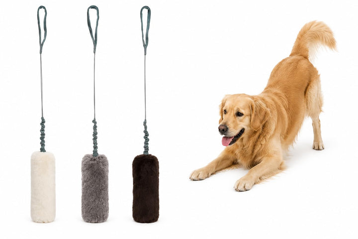 Flamingo Hundespielzeug – Furtra Chaser Bungee Kaninchenfell L – elastischer Griff – Länge 100 cm –