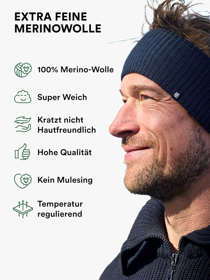 Enter the Complex® Stirnband für Damen und Herren aus 100% Merino Wolle, Winter Kopfband, weich und