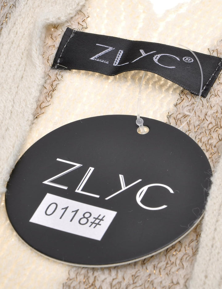 ZLYC Damen Weiche Schlichte Poncho Capes Retro Cardigans Pullover Weiss, Weiss