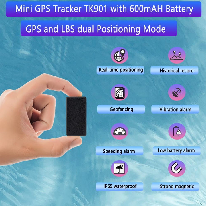 TKMARS GPS Mini Tracker 4G TK901, Klein GPS Finder mit Magnet Echtzeit Versteckt Ortungsgerät Auflad
