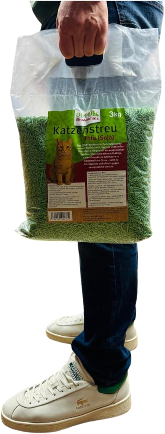 Tofu Katzenstreu 9 kg (3 Säcke je 3 kg), 24 L, – 100% natürlich &amp; biologisch abbaubar – Ultra saugst