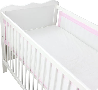 TupTam Gitterstäbe Schutz Netz Babybett Nestchen 3D Mesh 2 Pack, Farbe: Weiss/Rosa, Grösse: ca. 128