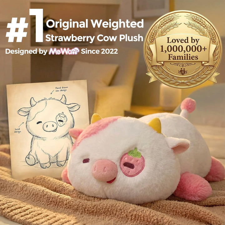Mewaii Weighted Plüsch Erdbeer Kuh Kuscheltier 58cm,1.8kg (4.0 lbs) Kawaii Plüschtiere für Kinder,Ko