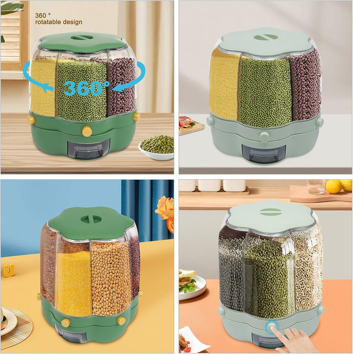Müslispender Cerealienspender Cornflakes Spender mit 6 Gitter,Drehbarer Müslispender 360° Haushalts-