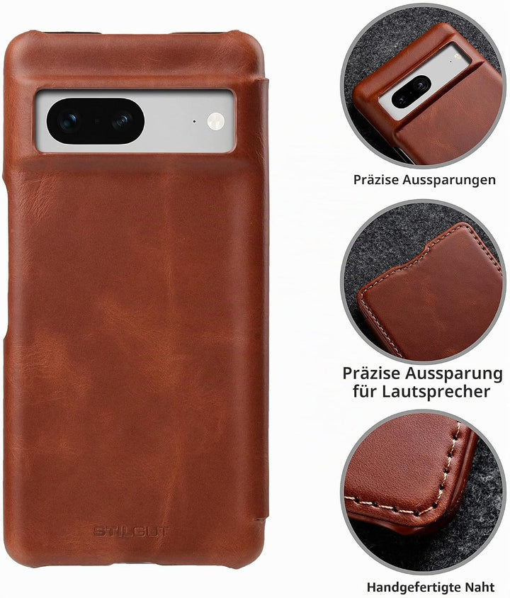 STILGUT Book Case kompatibel mit Google Pixel 7 Hülle aus Leder, Lederhülle, Klapphülle, Handyhülle