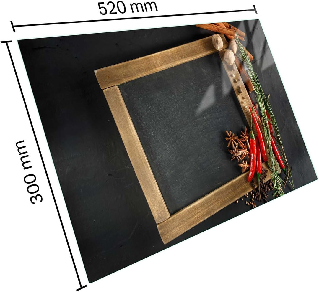 SFArt Herdabdeckung Glas – Gehärtetes Glas Schneidebrett & Ceranfeld Abdeckplatte 1 Teilig 52x30– Hy