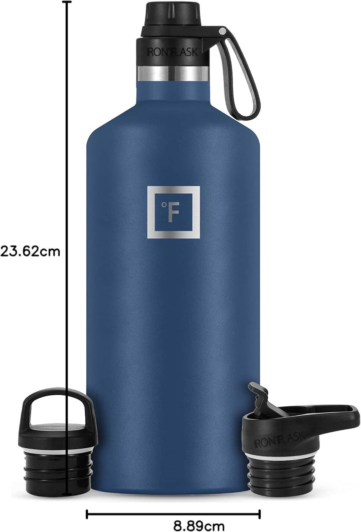 IRON °FLASK Edelstahl Trinkflasche mit 3 Deckel - Auslaufsicher Thermosflasche - Metall Wasserflasch