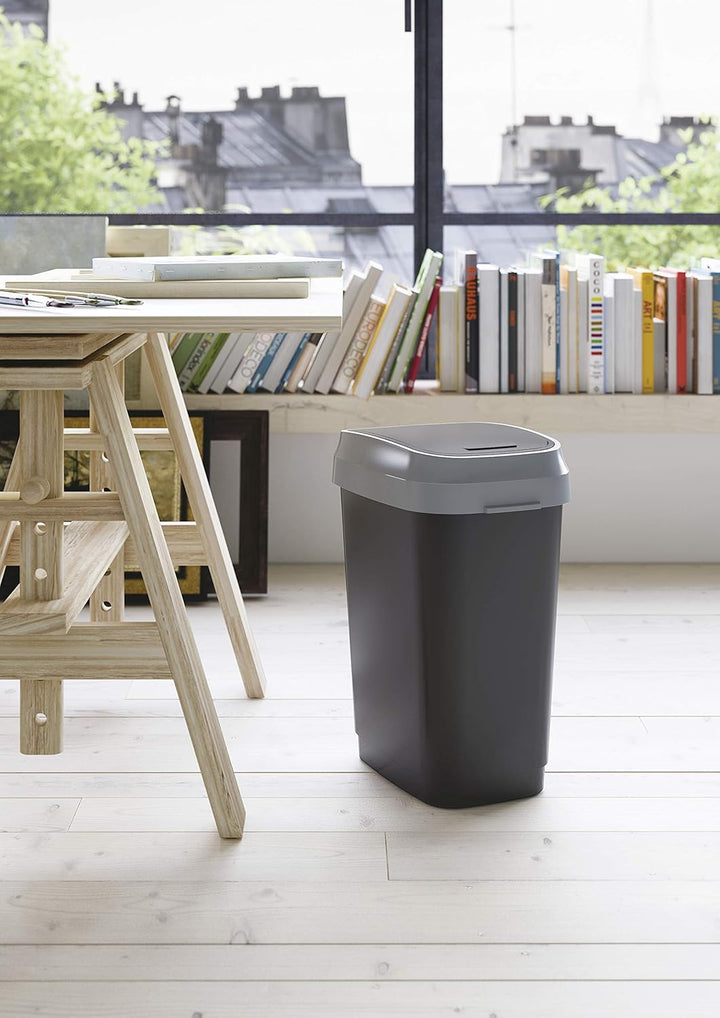 Curver Abfallbehälter, Kunststoff, schwarz/grau, 25 Liter Schwarz/Grau 25 Liter, Schwarz/Grau 25 Lit