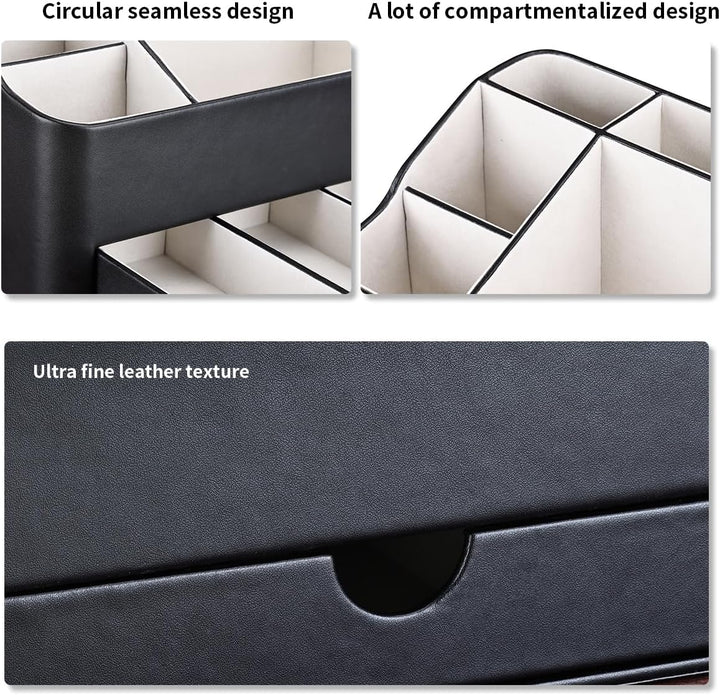 KINGFOM Make Up Kosmetik Organizer, PU Leather Schmink Organizer mit Schublade Skincare Organizer fü