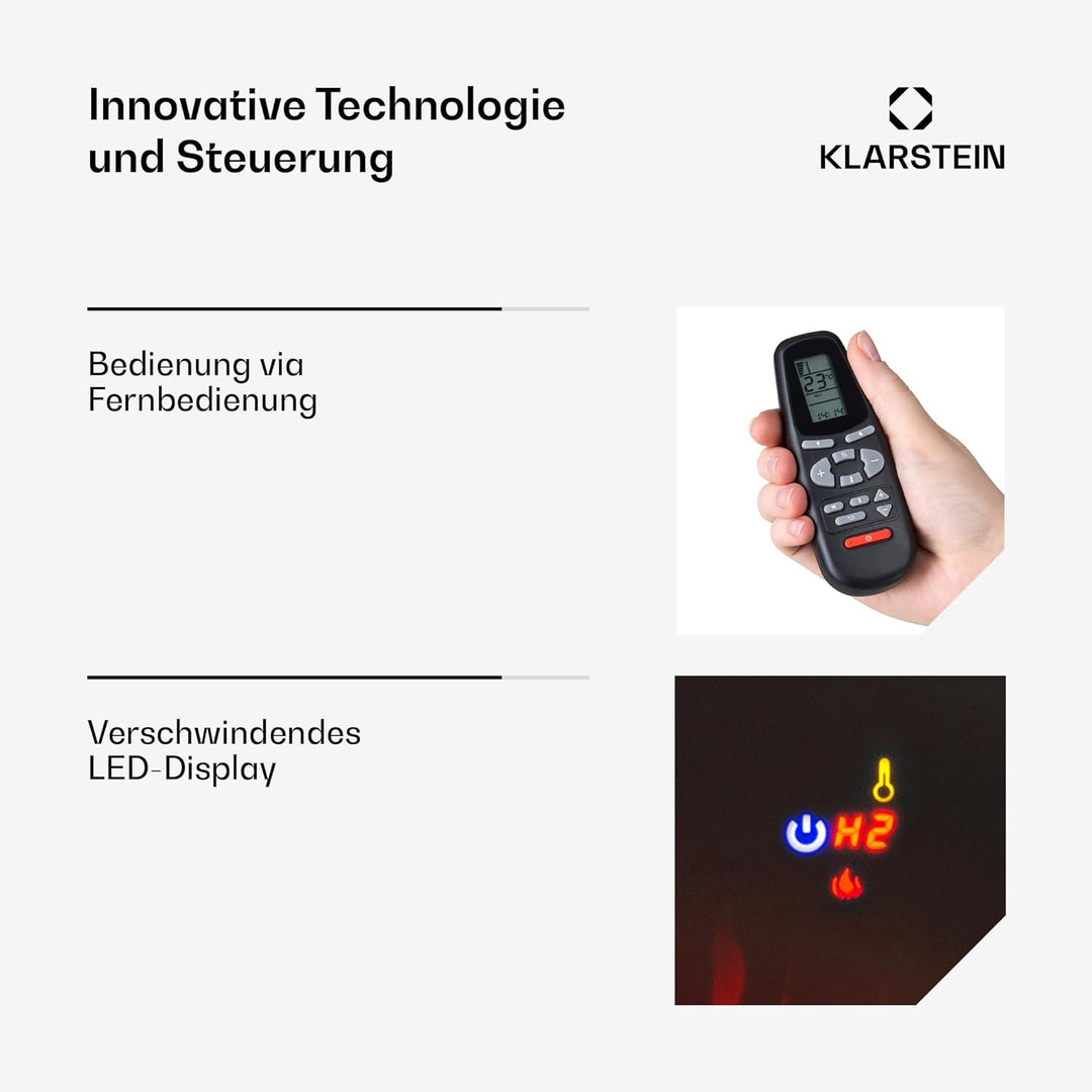 Klarstein Elektrokamin, Elektro Heizungen für Wohnzimmer & Innenräume, Elektrischer Kamin mit LED Fl
