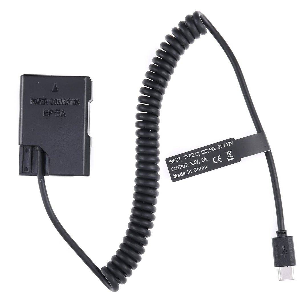 FOTGA USB-C Typ-C auf Decodierte EN-EL14 Dummy Akku Netzteil Federkabel für Nikon D3100 D3200 D3300