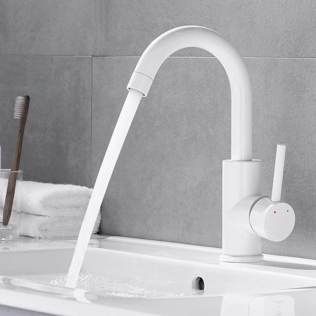 Auralum Wasserhahn Bad mit 60CM Schlauchs, 360° Drehbar Waschtischarmatur, Mischbatterie Einhebelmis