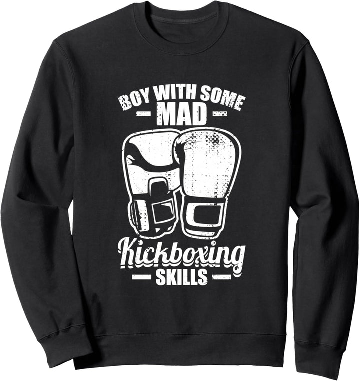 Junge mit verrückten Kickbox Fähigkeiten Kickboxen Sweatshirt