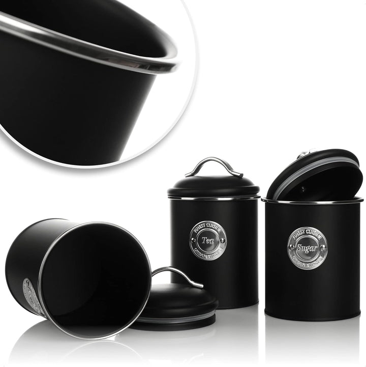 com-four® 3x Kaffeedose - Dekorative Vorratsdosen in 3 Designs - Aufbewahrungsbehälter mit Deckel fü