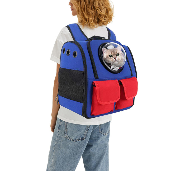 PETCUTE Katzen Rucksack Raumkapsel,Oxford-Tuch Hunderucksack für Kleine Katze,Atmungsaktiv Haustier