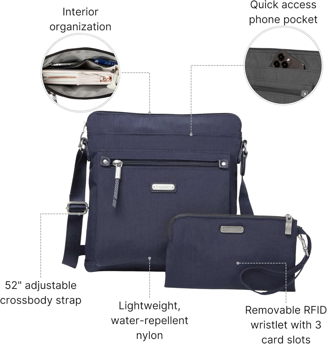 Baggallini Damen with Phone Wristlet Go Bagg mit RFID-Handy-Armband French Navy, French Navy