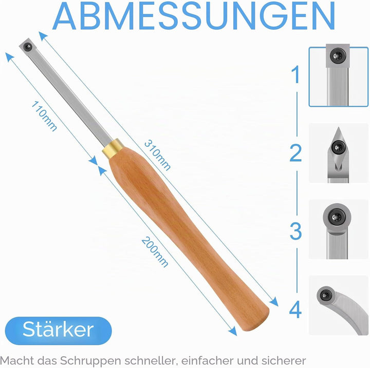 CDBP Drechselwerkzeug - Holzdrehwerkzeug für Grobbearbeitung mit hartmetallbestückten Drehmeisseln u