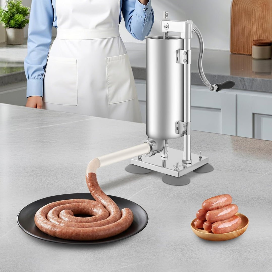 Manuell Wurstfüllmaschine, 3L Wurstfüllmaschine mit 4 Saugnäpfen | 3L Edelstahl Wurstfüller Maschine