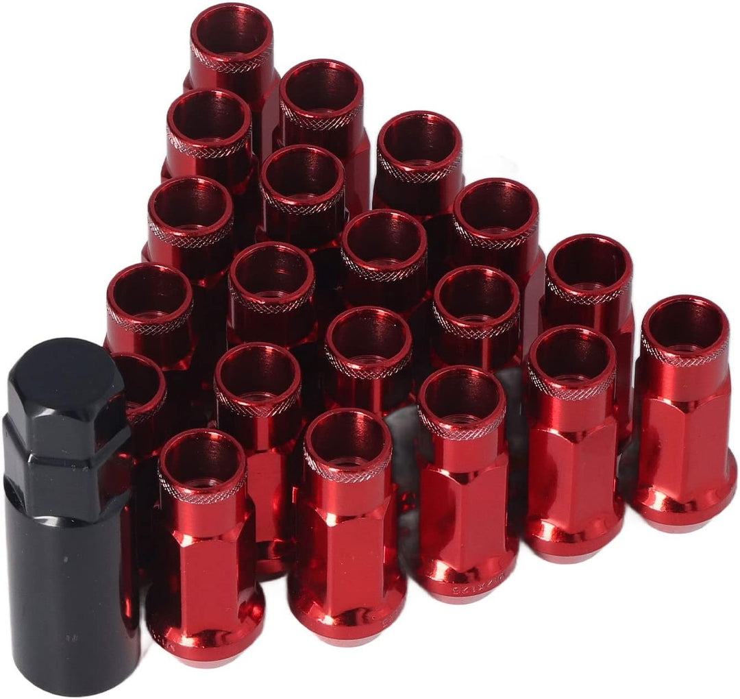 Fydun Radmuttern, Universal 20 STK M12x1,25 Metall Radmuttern Mit Schlüsselhülse(Rot), Rot