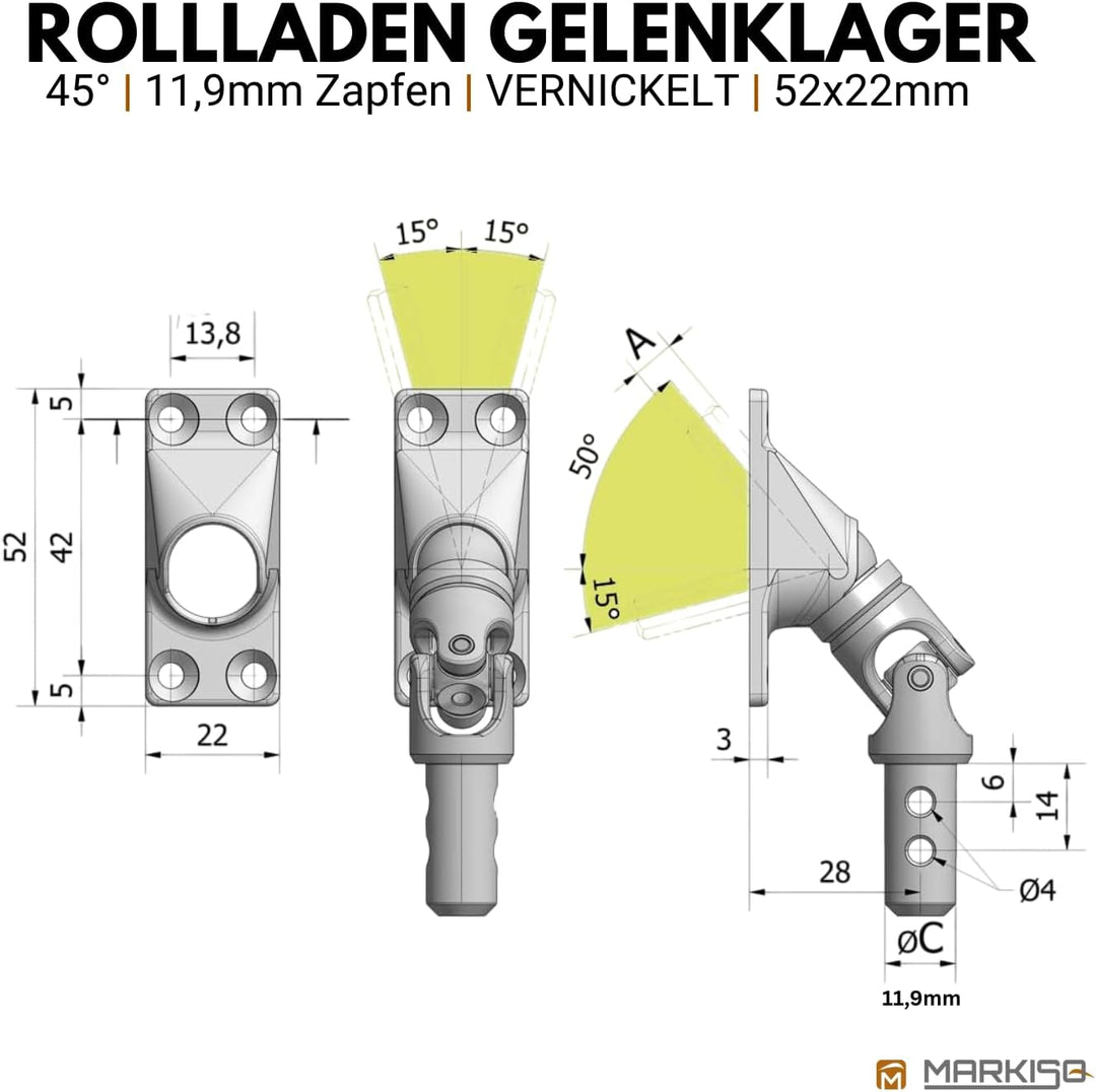 Rolladen Gelenklager 45° Lager Getriebe für Rolladen Rolladenlager Rolladen Kurbelgetriebe Gelenklag