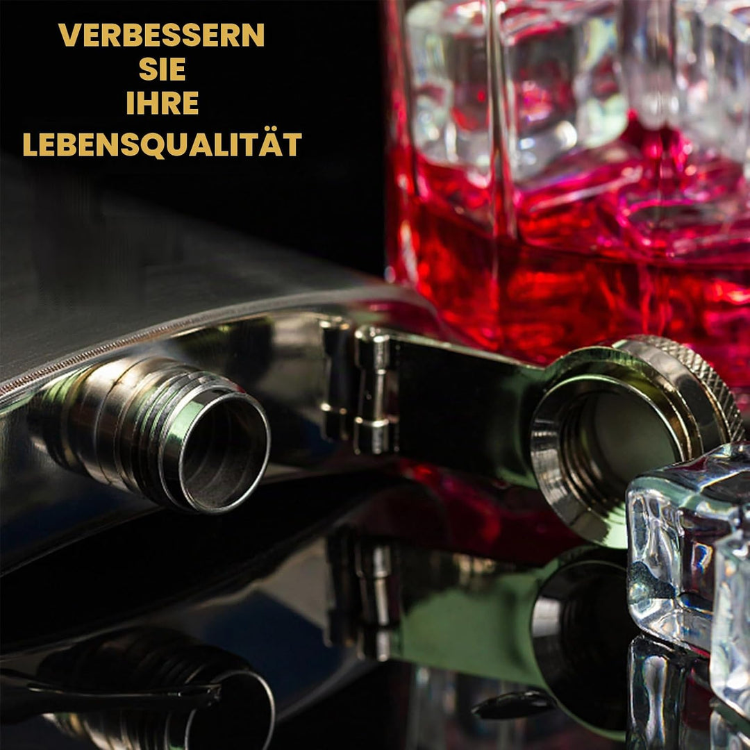 flachmann edelstahl,flask 8 oz mit mit trichter edelstahl und weinbecher,flachmann gross auslaufsich