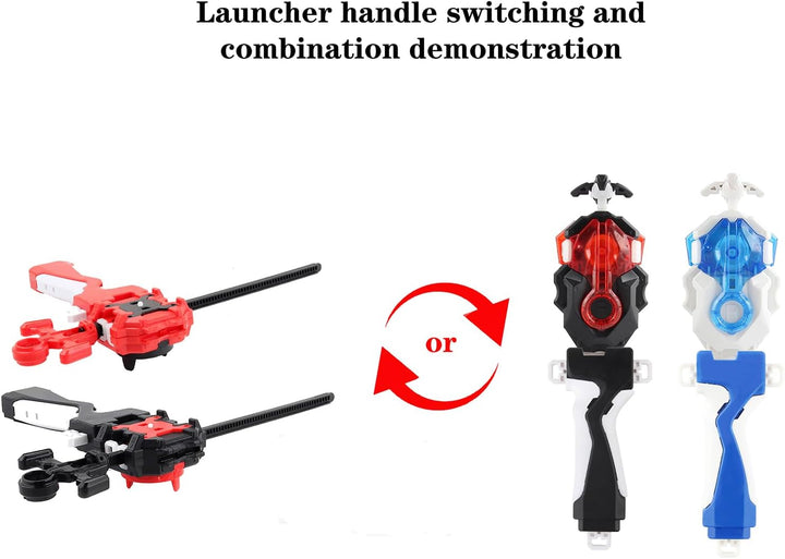 8 in 1 Gyros Set, 4D Kampfkreisel Kreisel Battle mit Launcher Gyros, inkl 4 Stück Gyros Launcher Set
