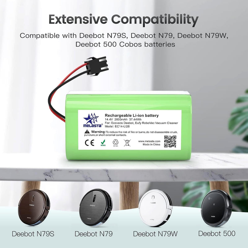 MELASTA 2600mAh Ersatzakku für Ecovacs Deebot N79 N79S DN622, 14,4V Li-Ion Akku Compatible with Tesv