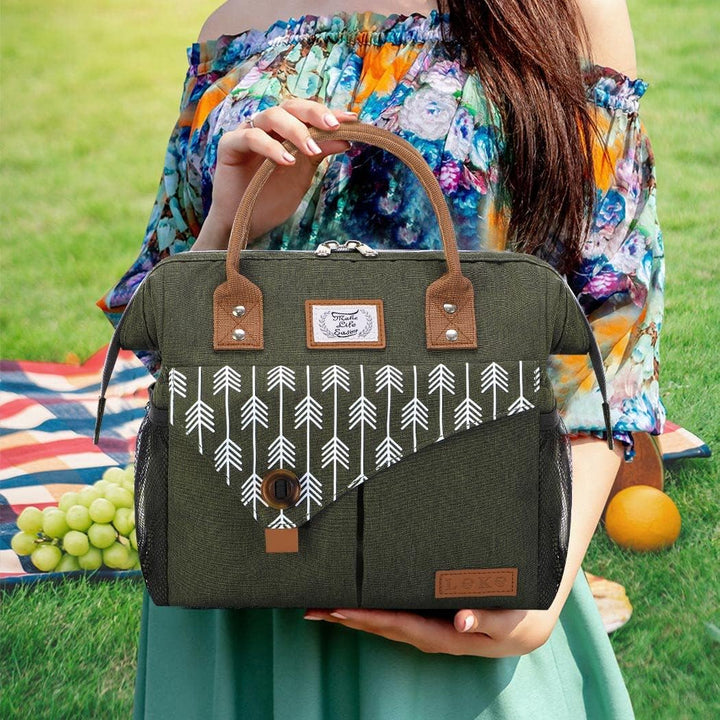 Lekesky Kühltasche Damen Lunchtasche Isolierte für Frauen Auslaufsichere Weit Geöffnete Lunchbox, 11