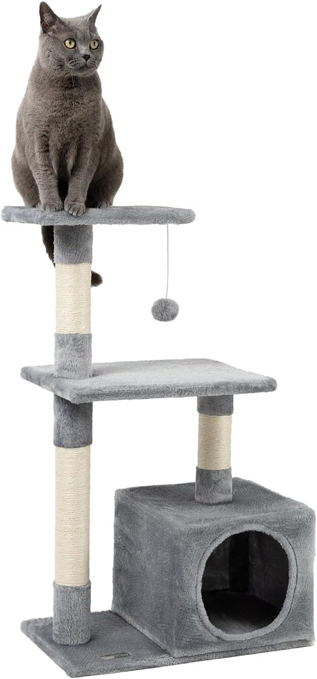 lionto Kratzbaum Kletterbaum Katzenkratzbaum Katzenbaum Höhe 85 cm, hellgrau, Hellgrau