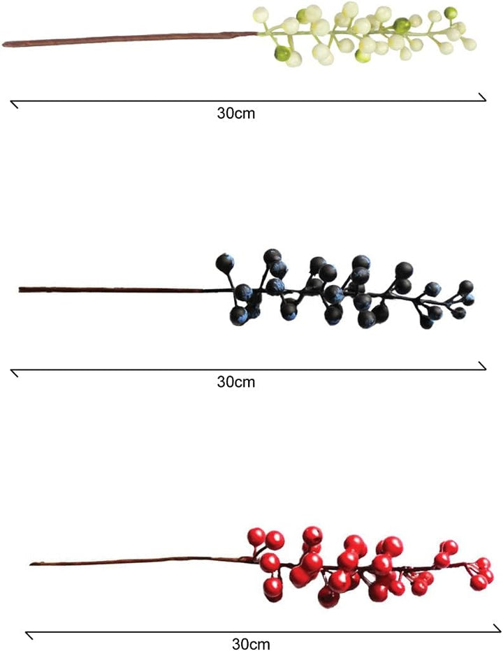 OrgMemory Künstliche Beere, Gefälschte Burgunderbeere, 20 Stück, je 30 cm, Künstliche Beerenstiele f