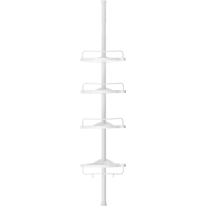 SONGMICS 85-305 cm Duschregal für Badezimmer mit Teleskoprohren und 4 Ablagen BCB001A Weiss/Flyaway