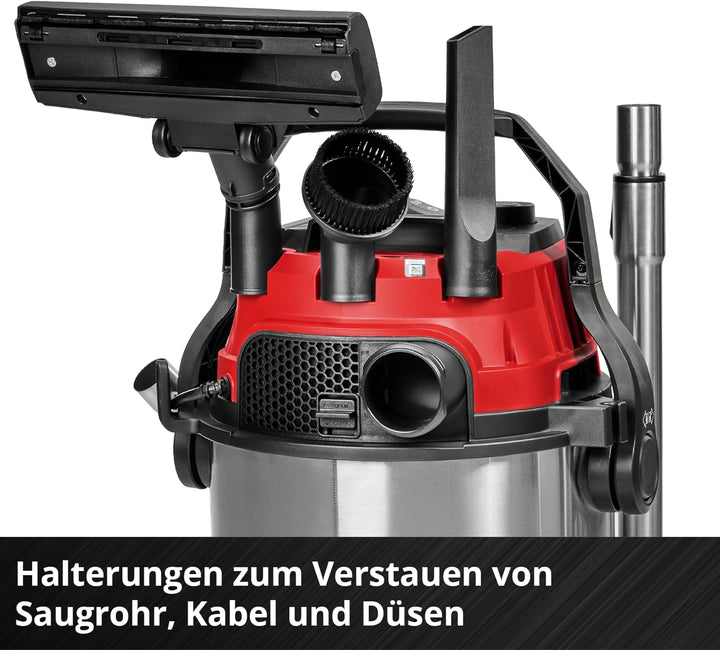 Einhell TE-VC 2580 SACL Wet/Dry Vacuum Cleaner (1100 W, 200 mbar Suction Power, 25 L Container, Dust