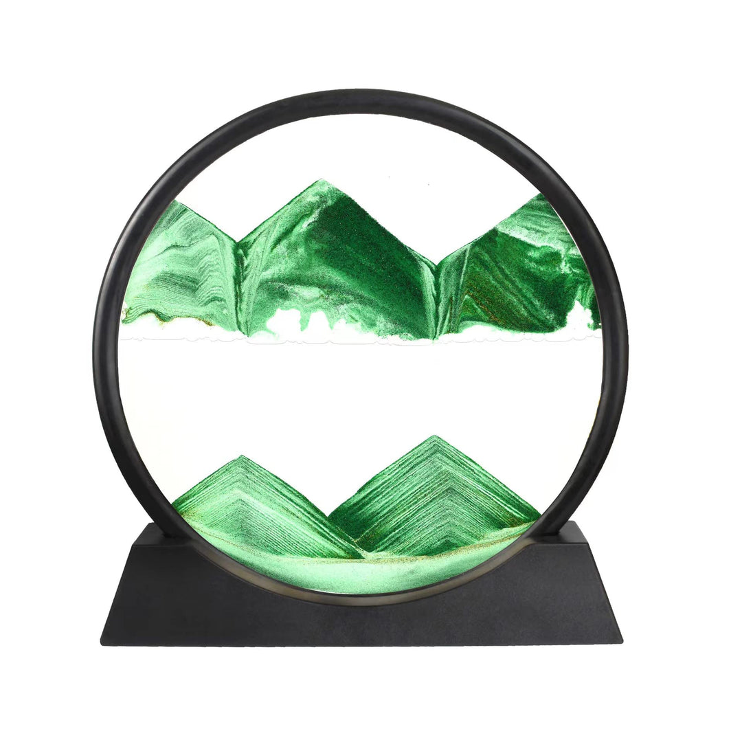Arthink Bewegliche Sandkunst Bild in Bewegung, rundes Glas, 3D, Tiefseelandschaft, dynamische Sandku