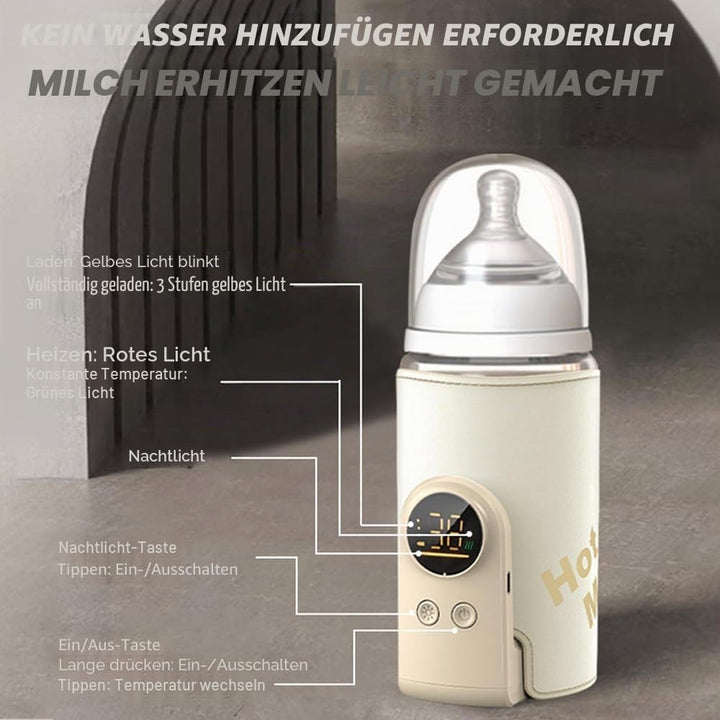 Tragbarer Flaschenwärmer Baby, Flaschenwärmer für Unterwegs, 6 Einstellbare Temperatur 38-50℃, USB-L