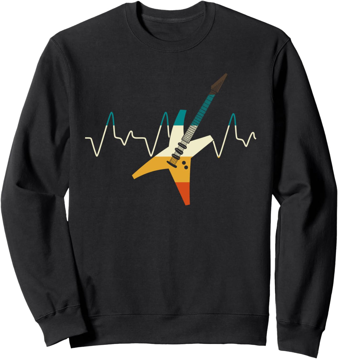 Gitarrist Musikinstrument Herzschlag Retro Gitarre Sweatshirt