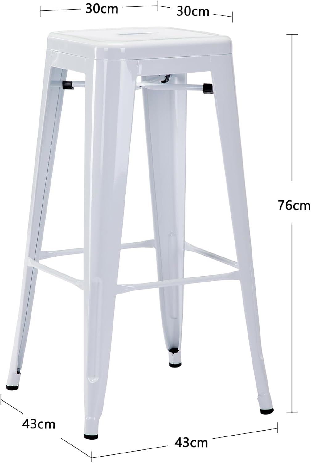 Duhome Barstuhl Eisen Barhocker, Sitzhöhe 76cm Tresenhocker, Stapelbar Metall Bistrohocker mit Fusss