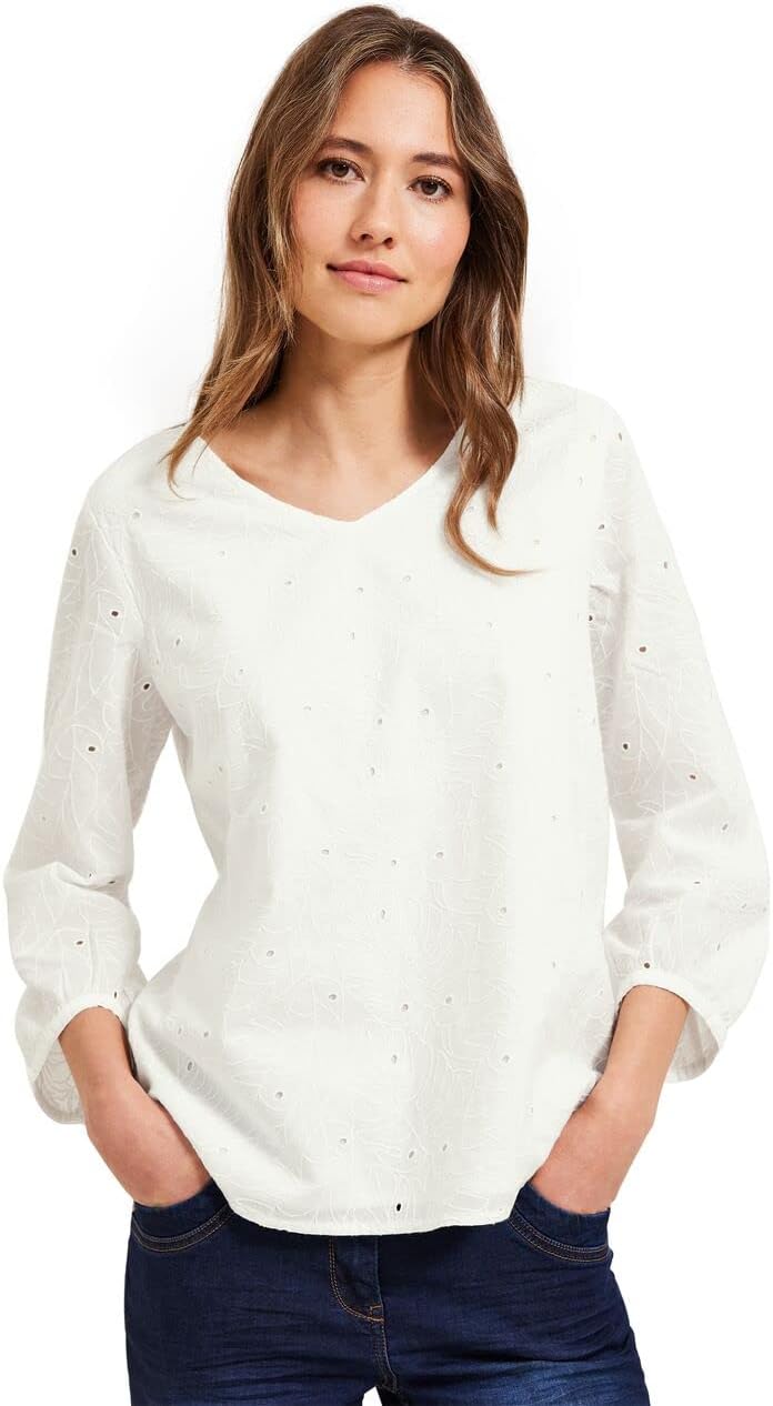 Cecil Damen Sommerbluse 3/4 S Vanilla White, S Vanilla White