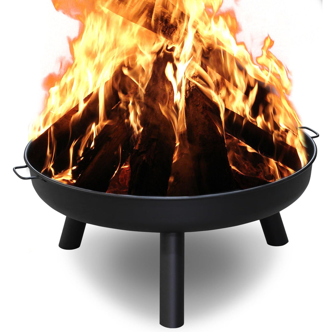 Herrselsam Feuerschale Ø 80 cm Feuerstelle für den Garten, mit 3 abnehmbaren Füssen und Griffen, Out